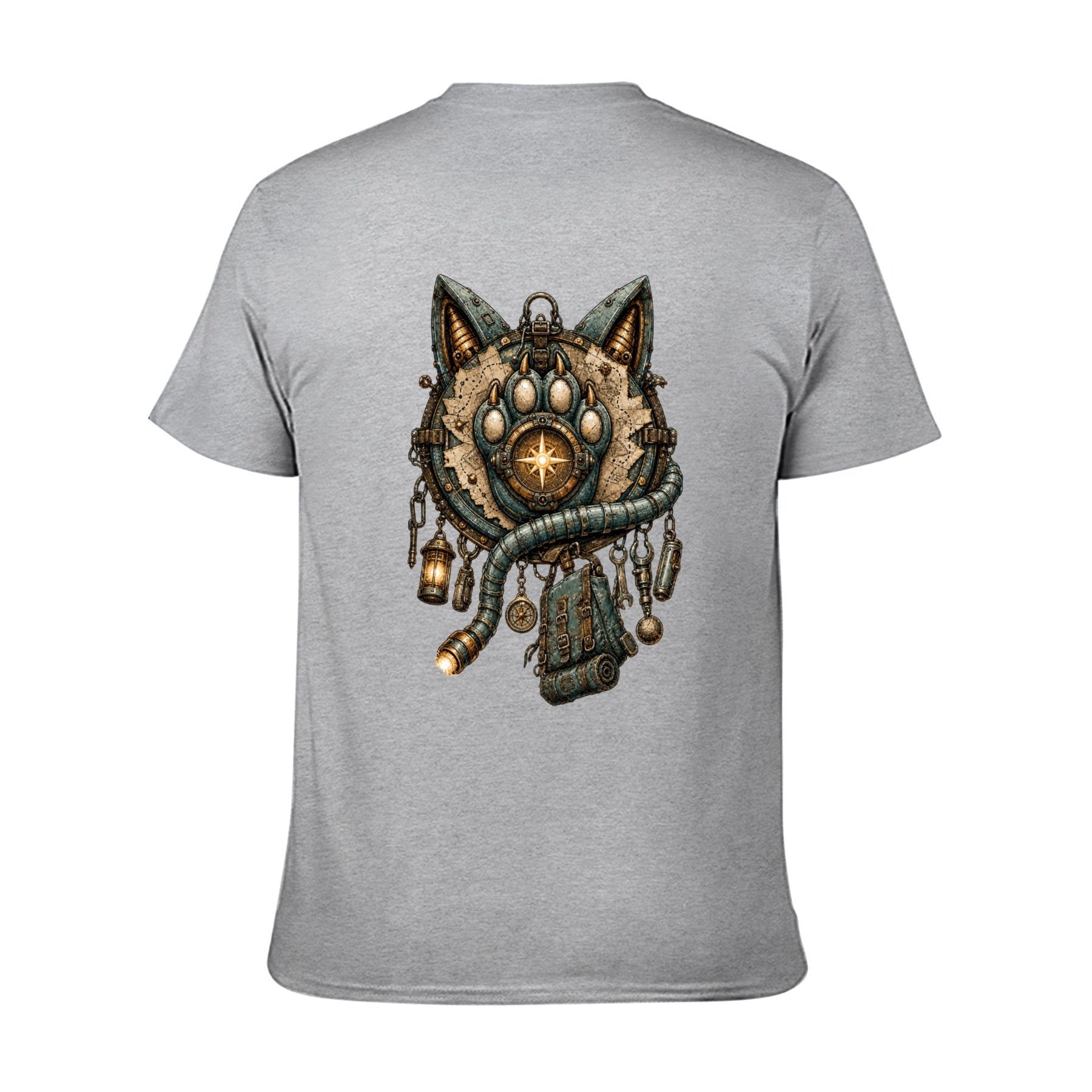 Mystic Owl Emblem Two-Sided Unisex Graphic Tee - gray - 背面
