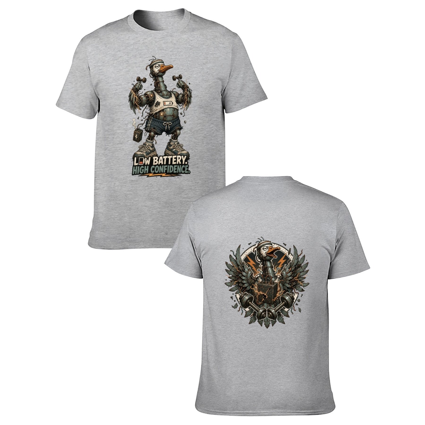 Gothic Crest Two-Sided Unisex Graphic Tee - gray - 正反两面