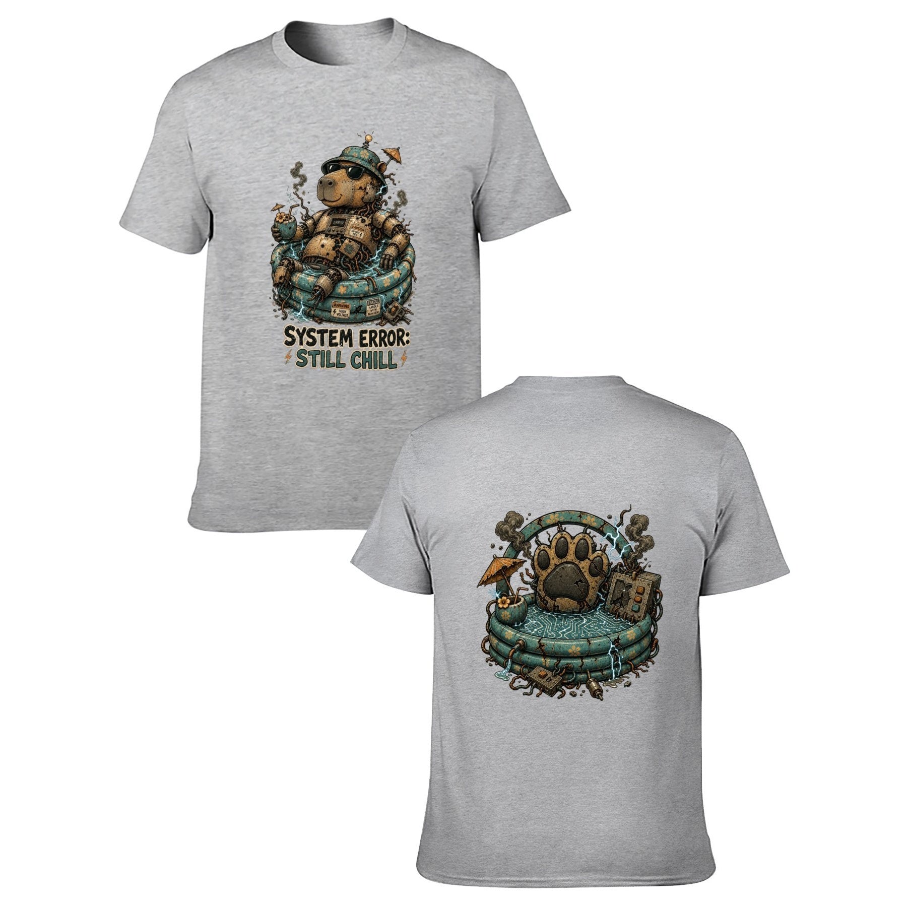 Paw Ritual Crest Two-Sided Unisex Graphic Tee - gray - 正反两面