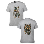 Mystic Owl Emblem Two-Sided Unisex Graphic Tee - gray - 正反两面
