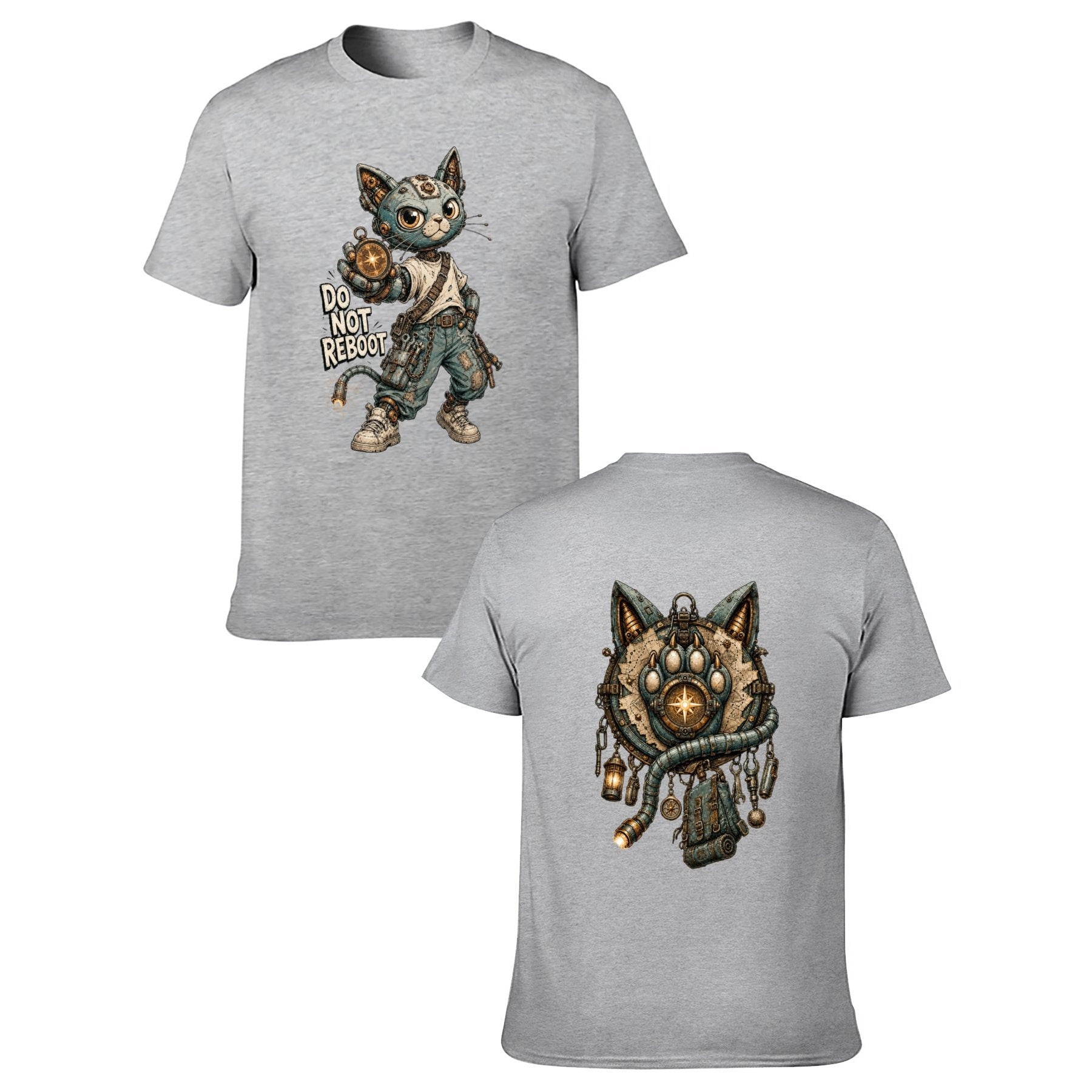 Mystic Owl Emblem Two-Sided Unisex Graphic Tee - gray - 正反两面