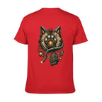 Mystic Owl Emblem Two-Sided Unisex Graphic Tee - red - 背面