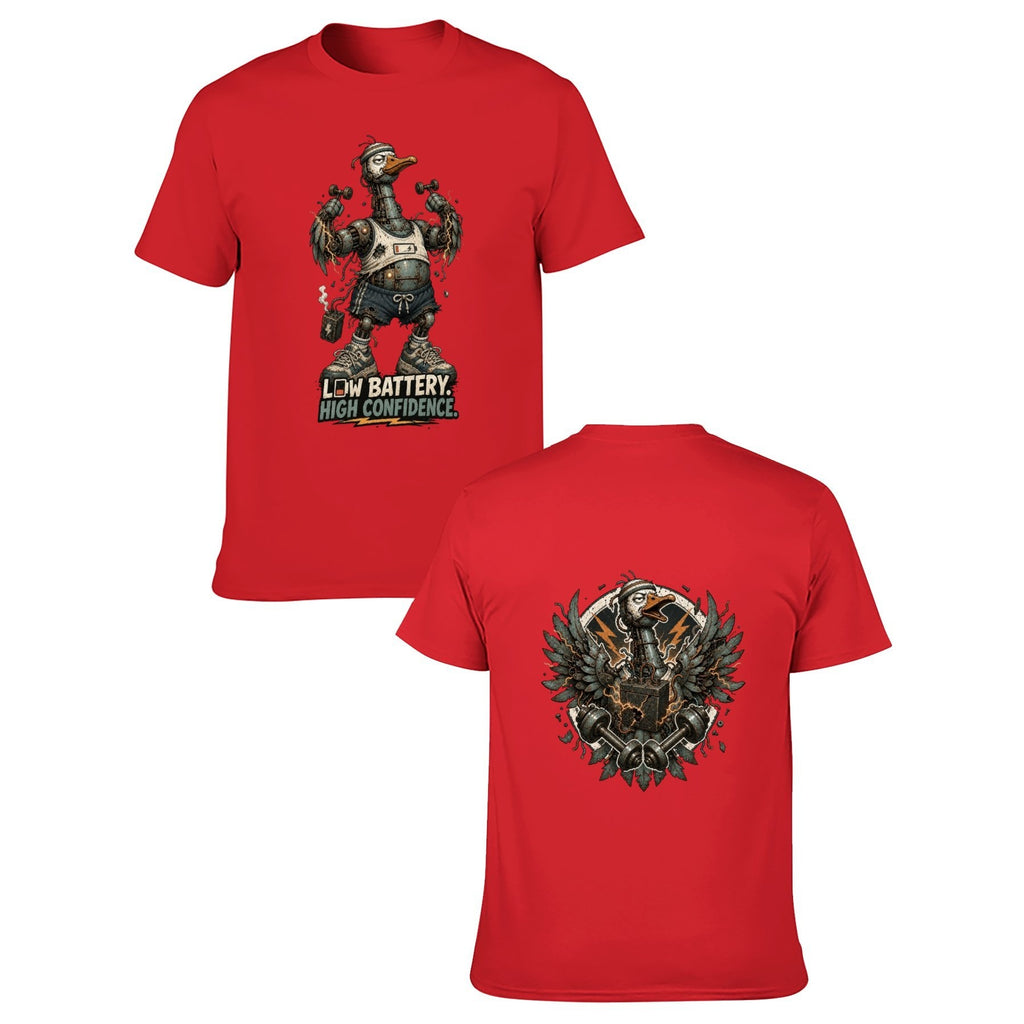 Gothic Crest Two-Sided Unisex Graphic Tee - red - 正反两面