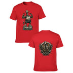 Gothic Crest Two-Sided Unisex Graphic Tee - red - 正反两面