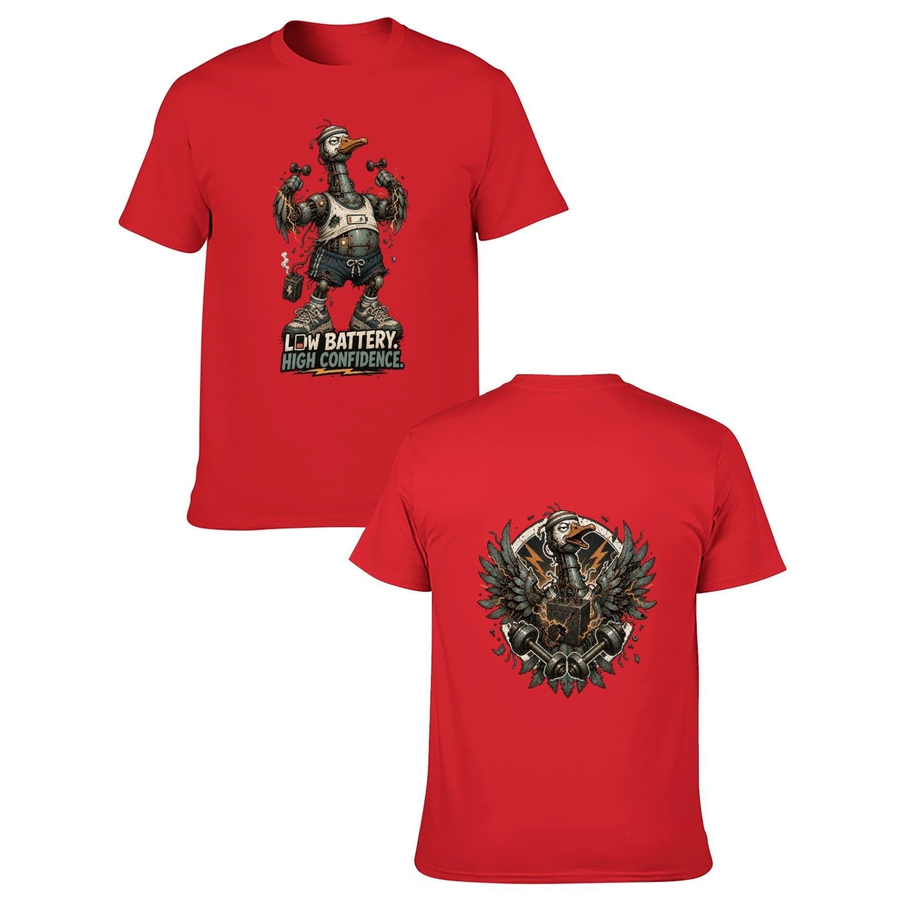 Gothic Crest Two-Sided Unisex Graphic Tee - red - 正反两面