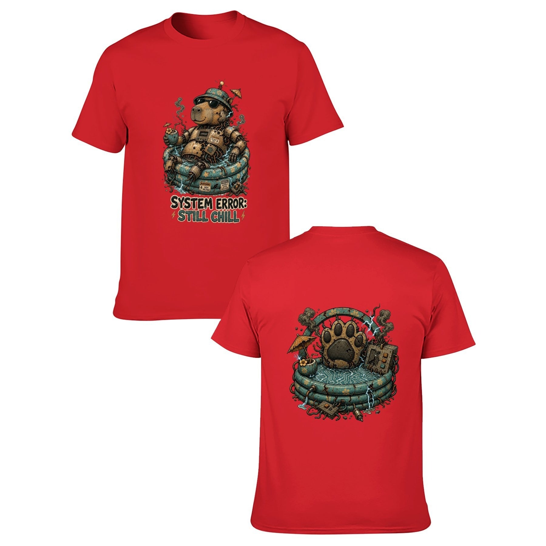Paw Ritual Crest Two-Sided Unisex Graphic Tee - red - 正反两面