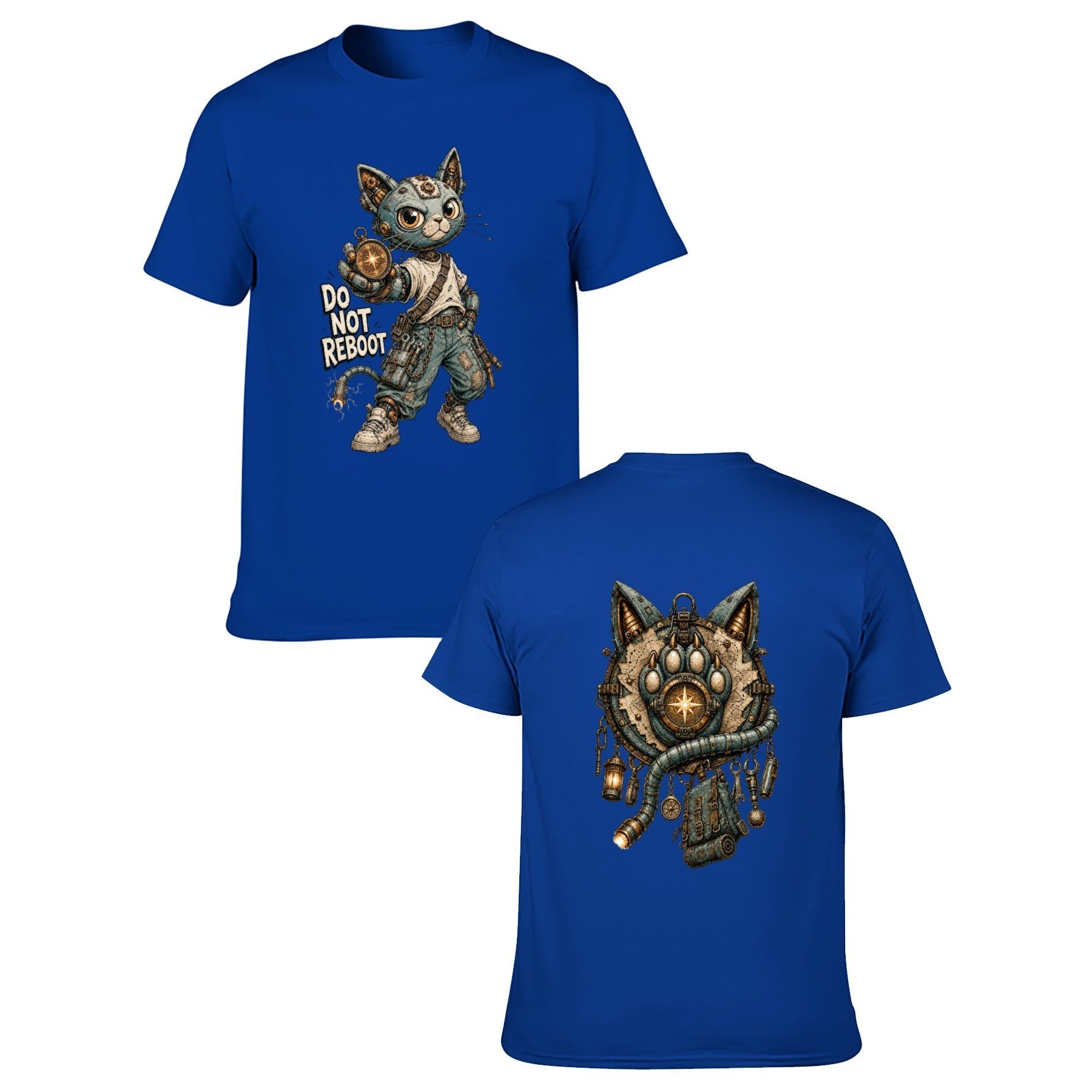 Mystic Owl Emblem Two-Sided Unisex Graphic Tee - sapphire blue - 正反两面
