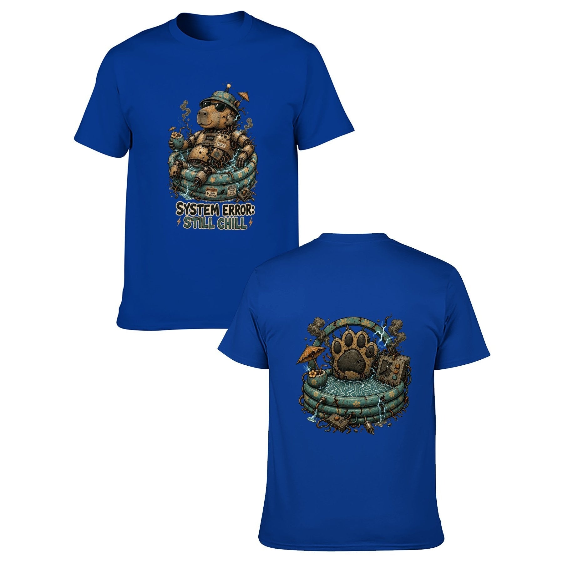 Paw Ritual Crest Two-Sided Unisex Graphic Tee - sapphire blue - 正反两面