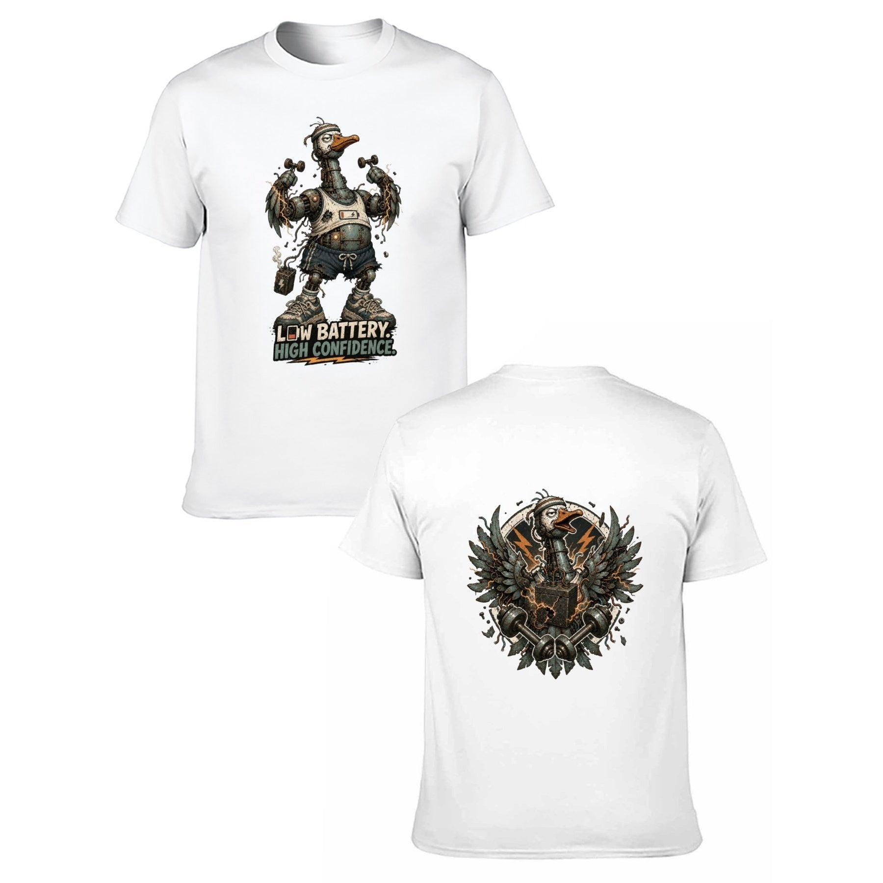 Gothic Crest Two-Sided Unisex Graphic Tee - white - 正反两面