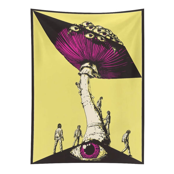 Surreal Mind-Bending Eye Mushroom Wall Tapestry (Portrait)