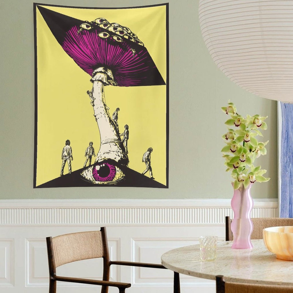 Surreal Mind-Bending Eye Mushroom Wall Tapestry (Portrait)