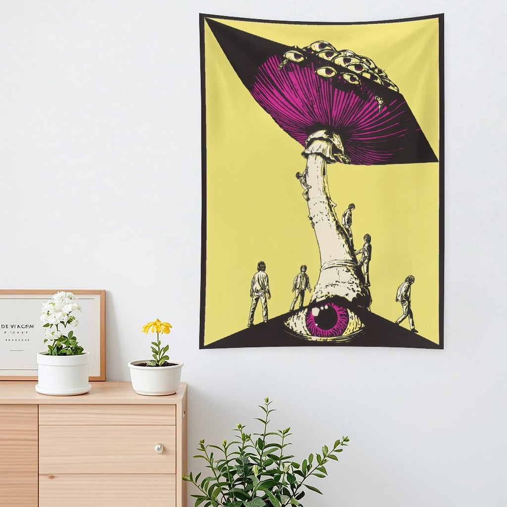 Surreal Mind-Bending Eye Mushroom Wall Tapestry (Portrait)