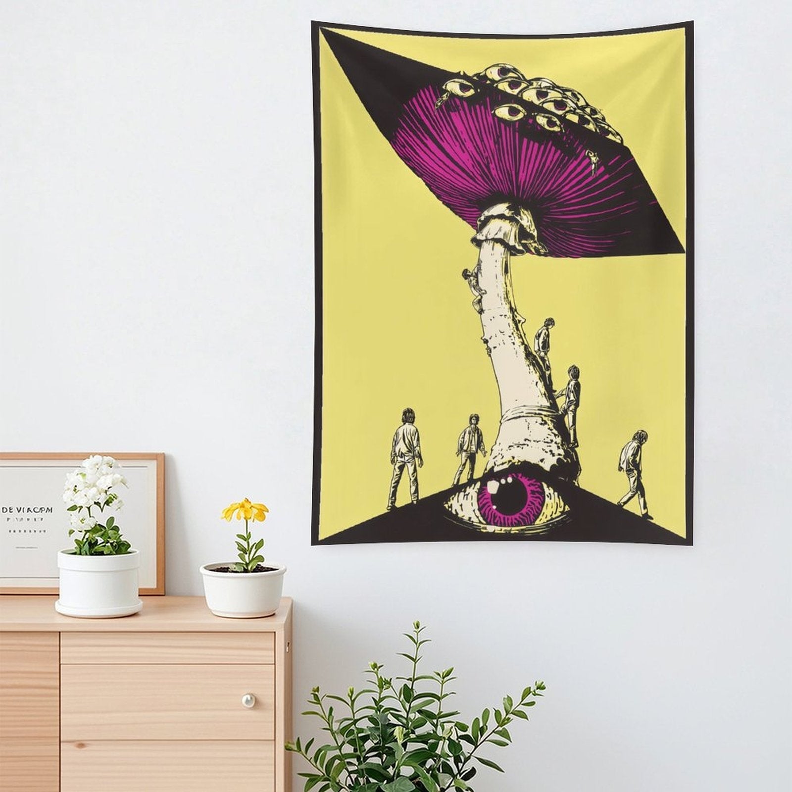 Surreal Mind-Bending Eye Mushroom Wall Tapestry (Portrait)