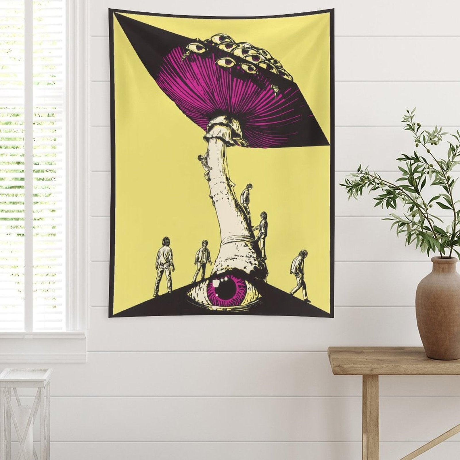 Surreal Mind-Bending Eye Mushroom Wall Tapestry (Portrait)