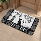 Mystic Moonlight Cat Silhouette Flannel Floor Mat