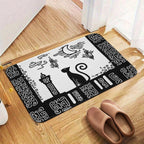 Mystic Moonlight Cat Silhouette Flannel Floor Mat