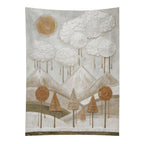 Ethereal Mountain Peaks & Sun Textured Wall Tapestry (Portrait)