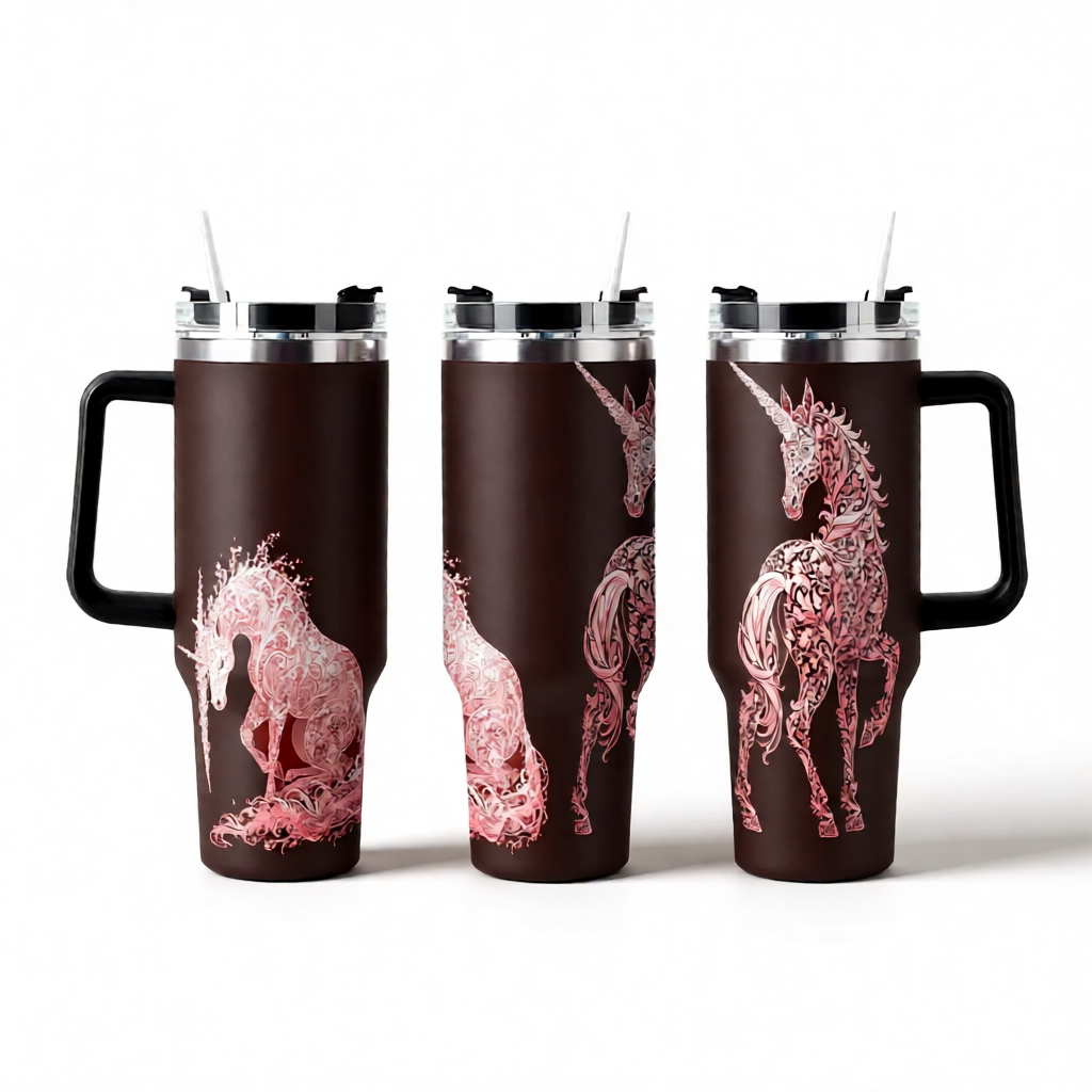 Rose Filigree Unicorn 40oz Tumbler