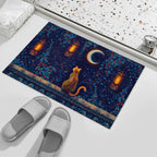 Celestial Cat Moonlit Garden Non-Slip Flannel Mat
