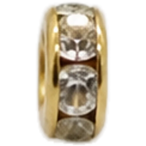 18K Gold Pave Disc single bead
