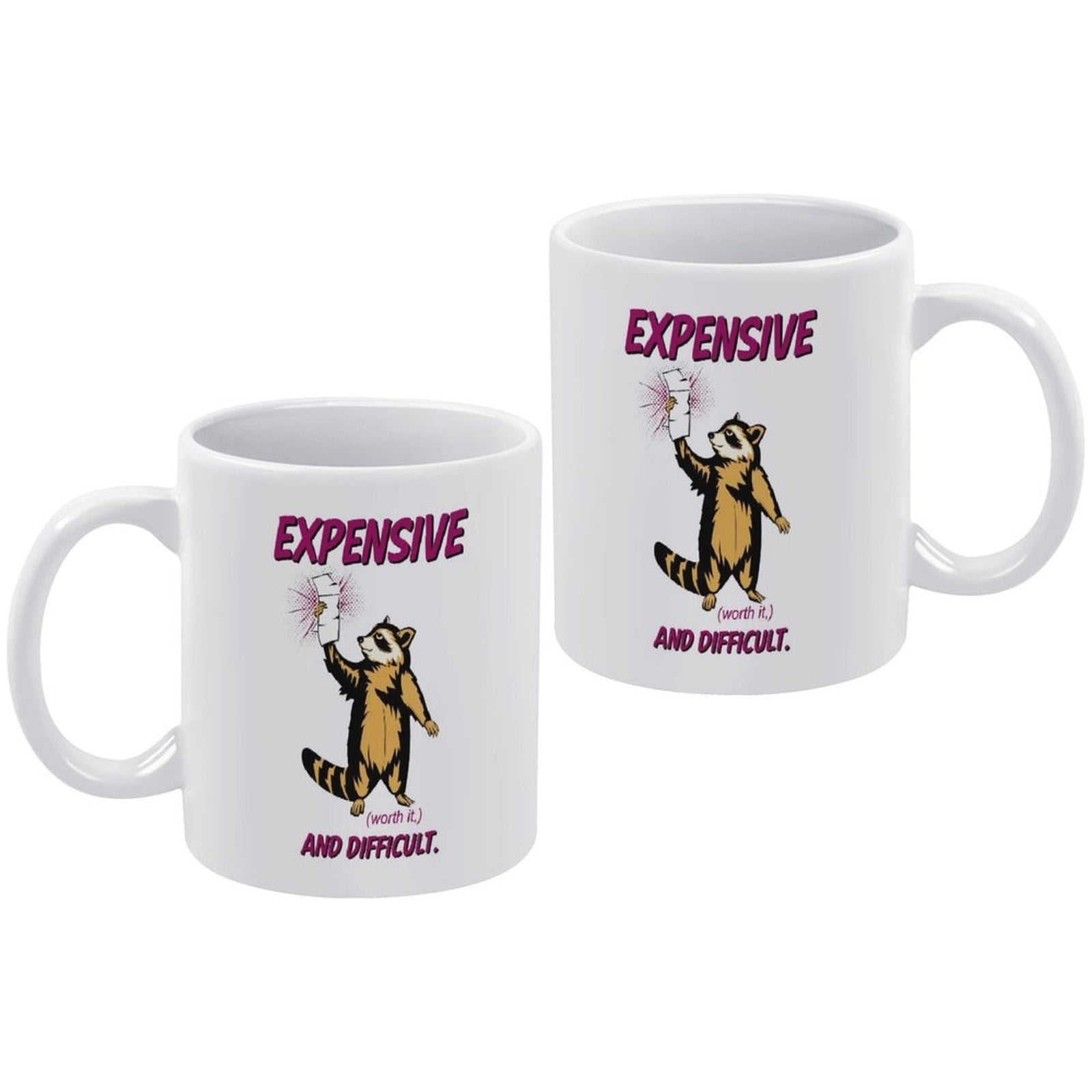 Expensive and Difficult Funny Raccoon Coffee Mug