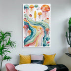 Ethereal Jellyfish Soul Framed Art Print - Watercolor Dreamscape Portrait