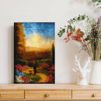 Serene Sunset Stroll Framed Canvas Art Portrait