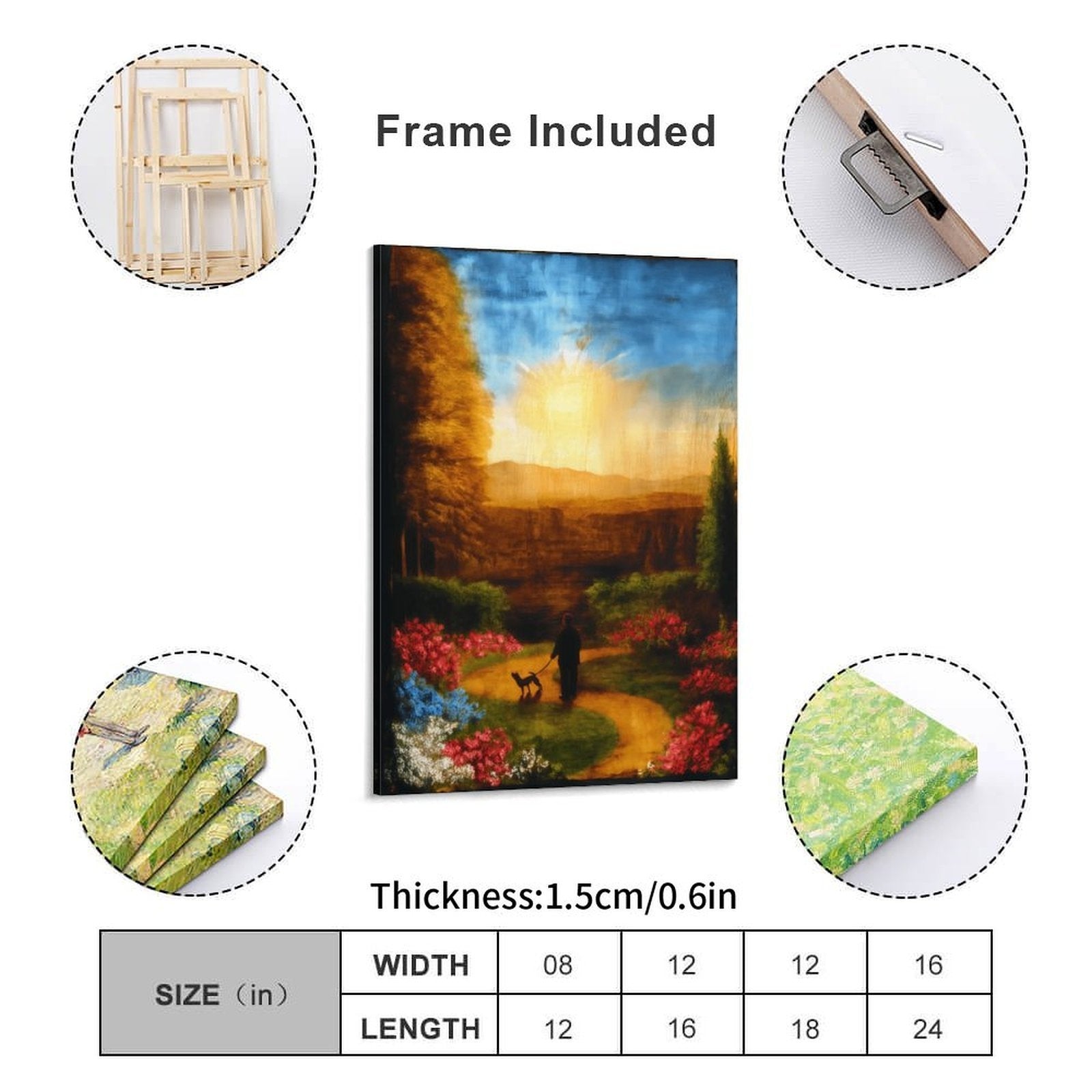 Serene Sunset Stroll Framed Canvas Art Portrait