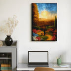 Serene Sunset Stroll Framed Canvas Art Portrait