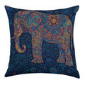 Bohemian Mandala Elephant Faux-Linen Throw Pillow Cover