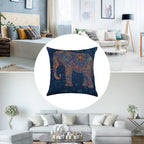 Bohemian Mandala Elephant Faux-Linen Throw Pillow Cover