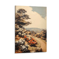 Vintage Scenic Path Framed Canvas Art - Countryside Stroll