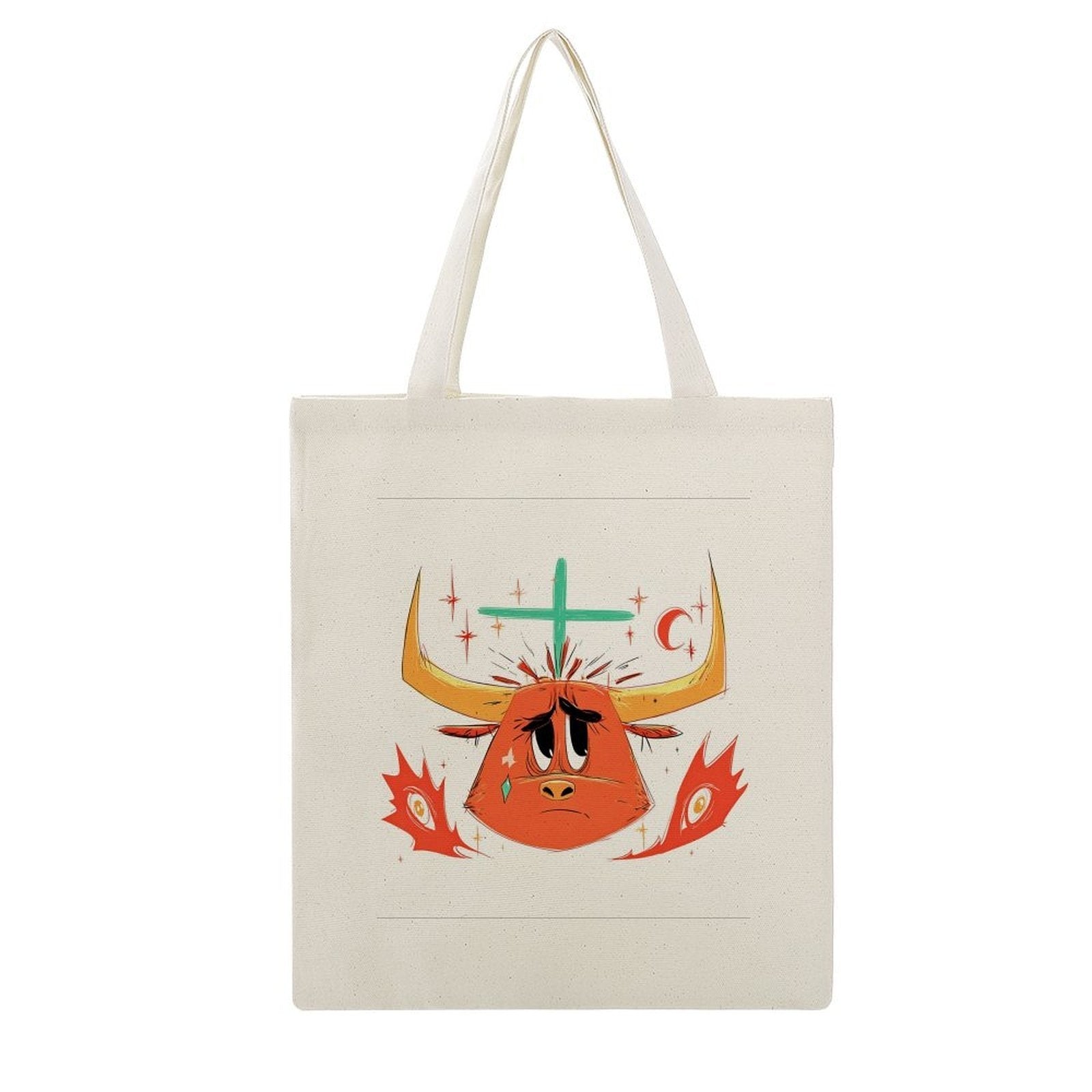 Crying Taurus Bull Graphic Canvas Tote Bag