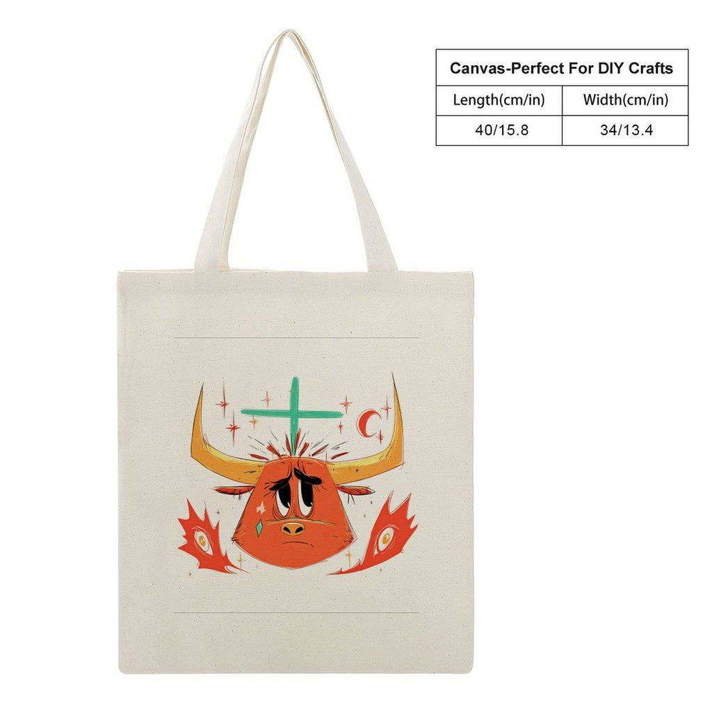 Crying Taurus Bull Graphic Canvas Tote Bag