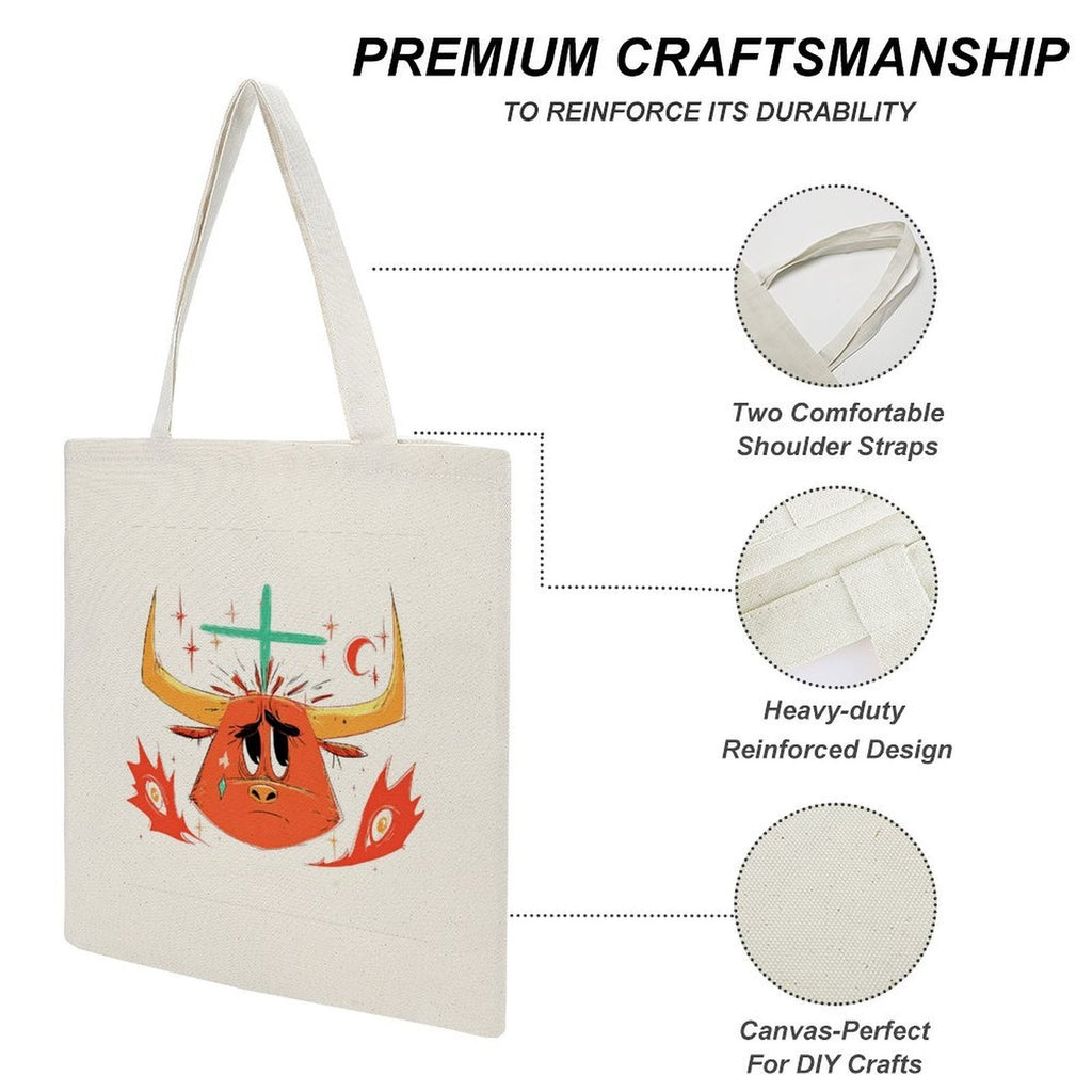 Crying Taurus Bull Graphic Canvas Tote Bag