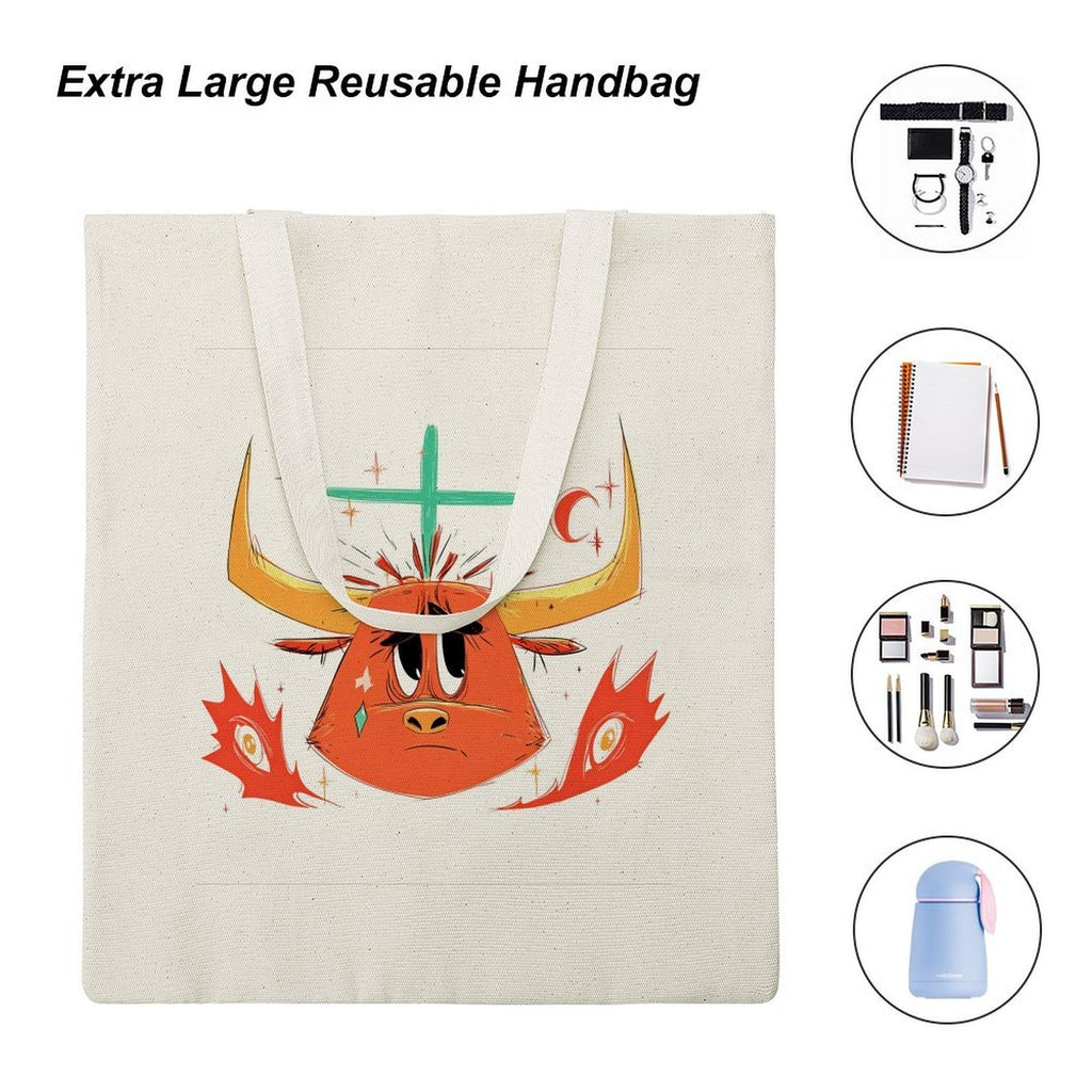 Crying Taurus Bull Graphic Canvas Tote Bag