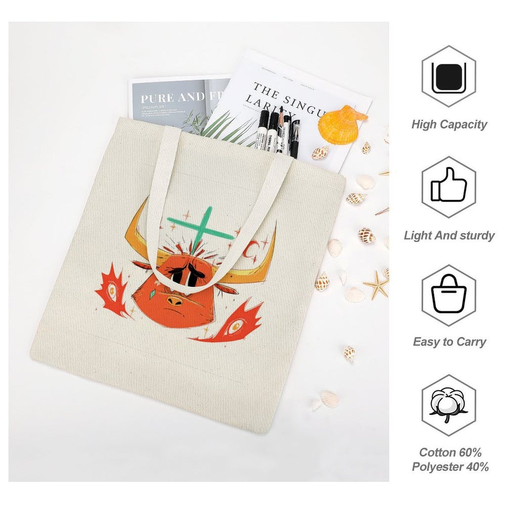 Crying Taurus Bull Graphic Canvas Tote Bag