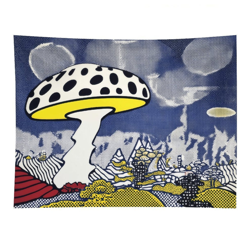 Pop Art Polka Dot Mushroom Landscape Wall Tapestry