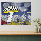 Pop Art Polka Dot Mushroom Landscape Wall Tapestry