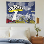 Pop Art Polka Dot Mushroom Landscape Wall Tapestry