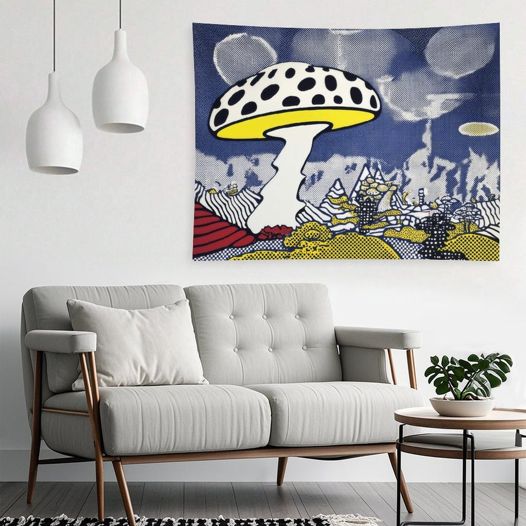 Pop Art Polka Dot Mushroom Landscape Wall Tapestry