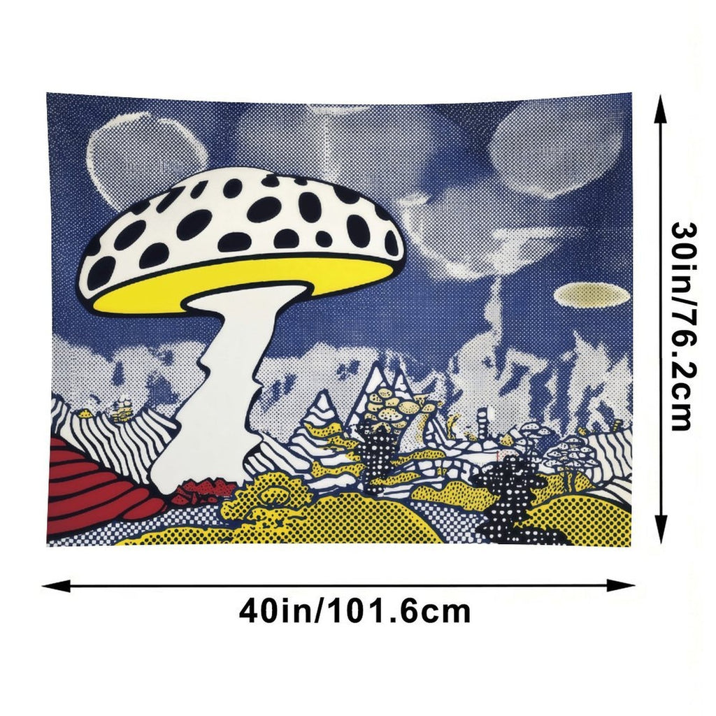Pop Art Polka Dot Mushroom Landscape Wall Tapestry