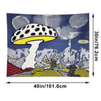 Pop Art Polka Dot Mushroom Landscape Wall Tapestry