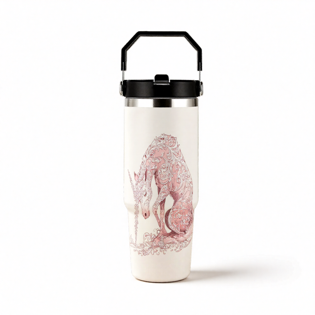 Blush Filigree Unicorn 30oz Tumbler
