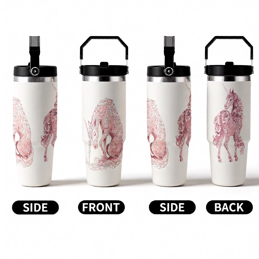 Blush Filigree Unicorn 30oz Tumbler