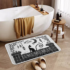 Mystic Moon & Shadow Cat Flannel Floor Mat