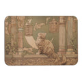 Whimsical Art Nouveau Cat Moon Rounded Diatomite Bath Mat