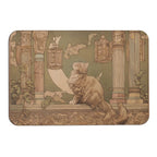 Whimsical Art Nouveau Cat Moon Rounded Diatomite Bath Mat