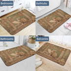 Whimsical Art Nouveau Cat Moon Rounded Diatomite Bath Mat
