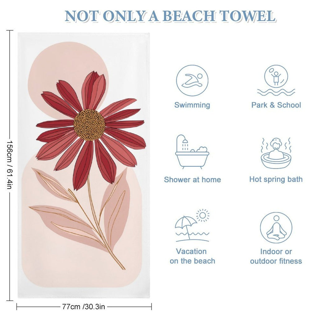 Boho Floral Harmony Microfiber Beach Towel
